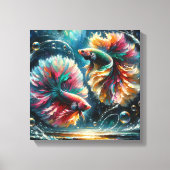 Toile Betta Fish Danse dans les bulles de l'océan bleu p (Recto)