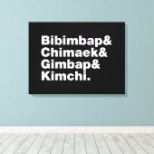 Toile Bibimbap & Chimaek & Gimbap & Kimchi. Aliments cor (Insitu (Plancher de Bois))