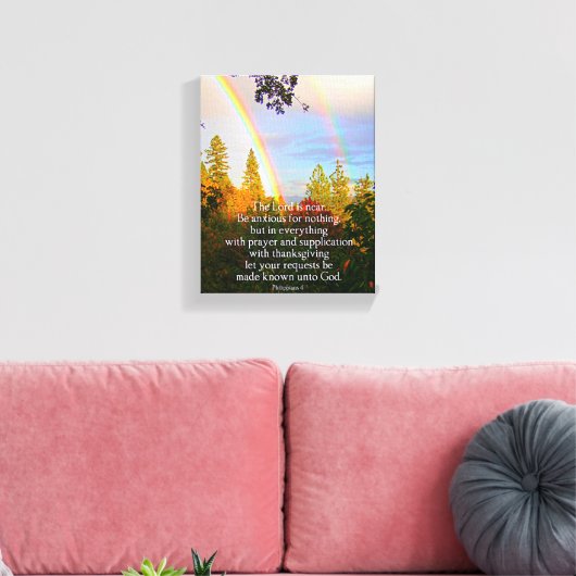 Toile Bible chrétienne Verse Écriture Arc-en-ciel (Insitu(Salon))