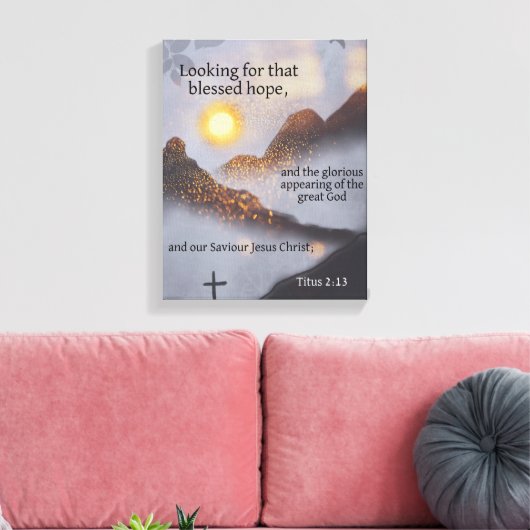 Toile Bible Verse Mountain Sun Bokeh (Insitu(Salon))