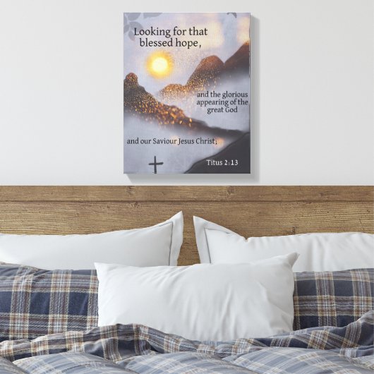 Toile Bible Verse Mountain Sun Bokeh (Insitu(Chambre))