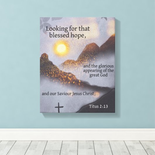 Toile Bible Verse Mountain Sun Bokeh (Insitu (Plancher de Bois))