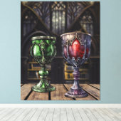 Toile Bibliothèque médiévale gothique verte rouge Goblet (Insitu (Plancher de Bois))