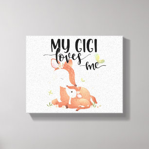 Toile Biche de la forêt et faon Mon Gigi m'aime
