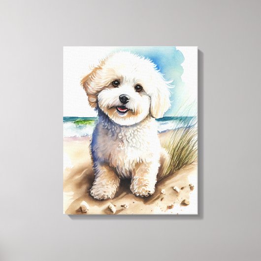 Toile Bichon Frise Dog Art Peinture (Recto)
