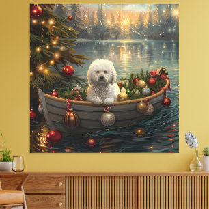 Toile Bichon Frise Noël Festive Voyage