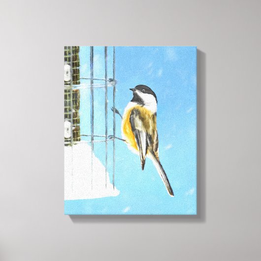 Toile Bickadee sur la peinture d'alimentation - Oiseaux  (Recto)