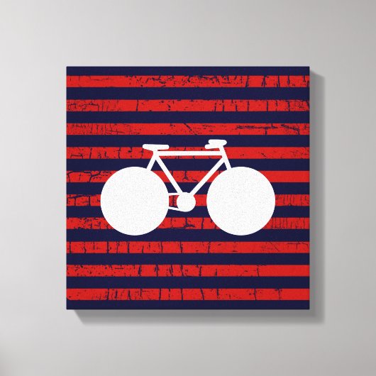 Toile bicyclette blanche moderne et rayures rouges (Recto)