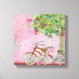Toile Bicyclettes roses