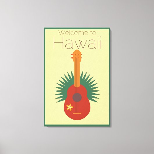 Toile Bienvenue À Hawaii Ukulele Retro (Recto)
