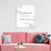 Toile Bienvenue à la réception de mariage simple floral (Insitu(Salon))