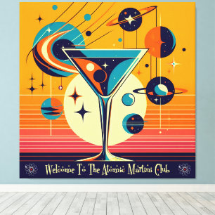 Toile Bienvenue à l'ère spatiale au club Atomic Martini
