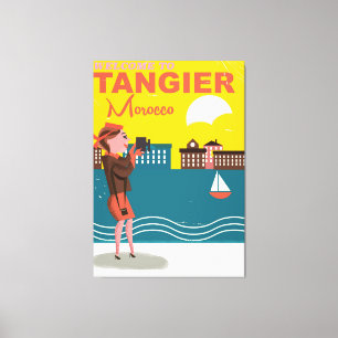 Toile Bienvenue à Tanger Maroc affiche de voyage vintage