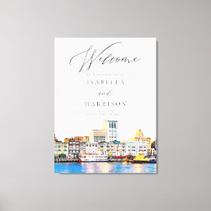 Toile Bienvenue au Mariage Skyline SAVANNAH Watercolor