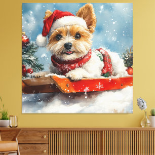 Toile Biewer Terrier Chien dans la boue Laisser il neige