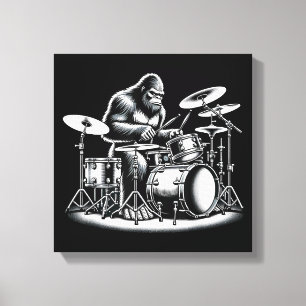 Toile Bigfoot batteur Sasquatch jouant des tambours Musi