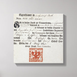 Toile Billet de vente, 1759