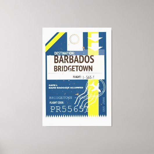 Toile Billet voyage de Bridgetown Barbade (Recto)