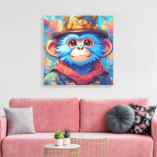 Toile Bingo le singe bleu (Insitu(Salon))