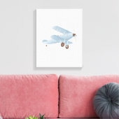Toile Biplane d'aquarelle bleu vintage (Insitu(Salon))