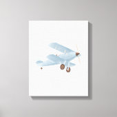 Toile Biplane d'aquarelle bleu vintage (Recto)