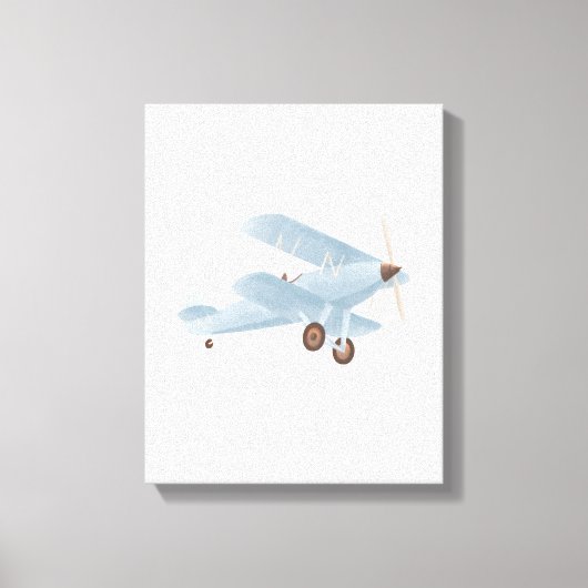 Toile Biplane d'aquarelle bleu vintage (Recto)
