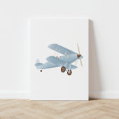 Toile Biplane d'aquarelle bleu vintage
