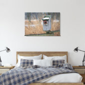 Toile Bird, nest box with holiday wreath en hiver (Insitu(Chambre))