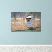 Toile Bird, nest box with holiday wreath en hiver (Insitu (Plancher de Bois))