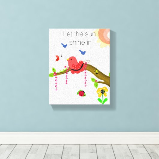 Toile Birdie Whimsical avec soleil dit (Insitu (Plancher de Bois))