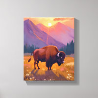 Bison de Grand Teton | Peinture de voyage de parc
