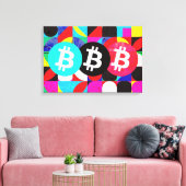 Toile Bitcoin coloré (HD dynamique) (Insitu(Salon))