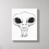 Toile Black and White Alien Head Illustration (Recto)