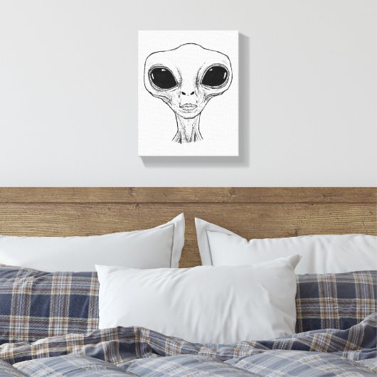 Toile Black and White Alien Head Illustration (Insitu(Chambre))