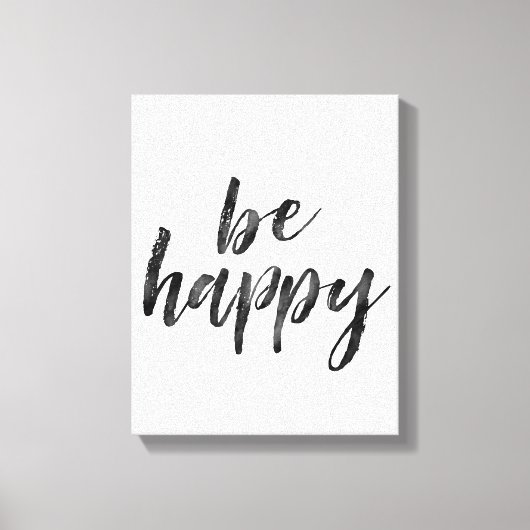 Toile Black and White Be Happy quote (Recto)
