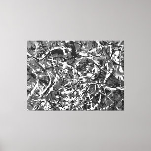 Toile BLACK AND WHITE LI - Peinture d'action -Abstrait-