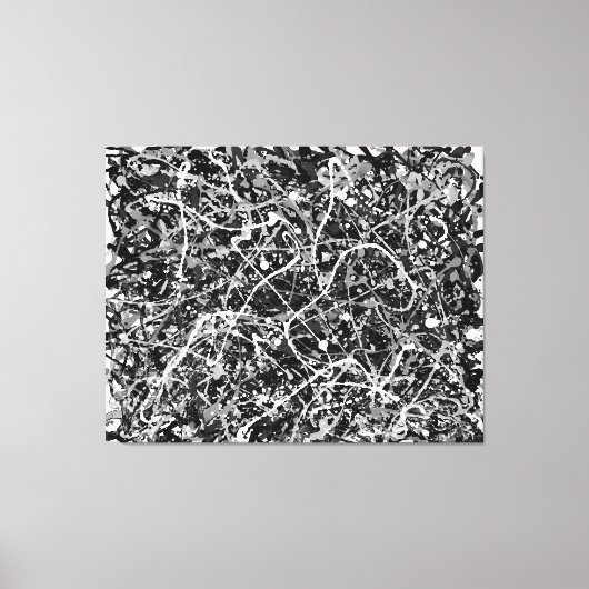 Toile BLACK AND WHITE LXIX - Peinture d'action -Abstrait (Recto)