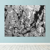 Toile BLACK AND WHITE XL - Peinture d'action -Abstrait- (Insitu (Plancher de Bois))