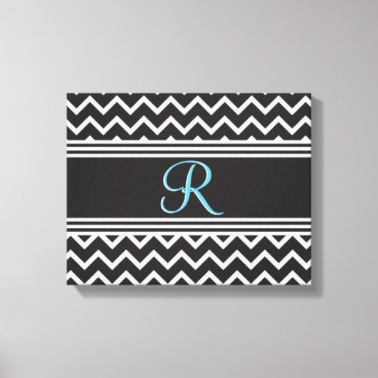 Toile Black | Blanc Chevron gothique Zigzag Monogramme (Recto)