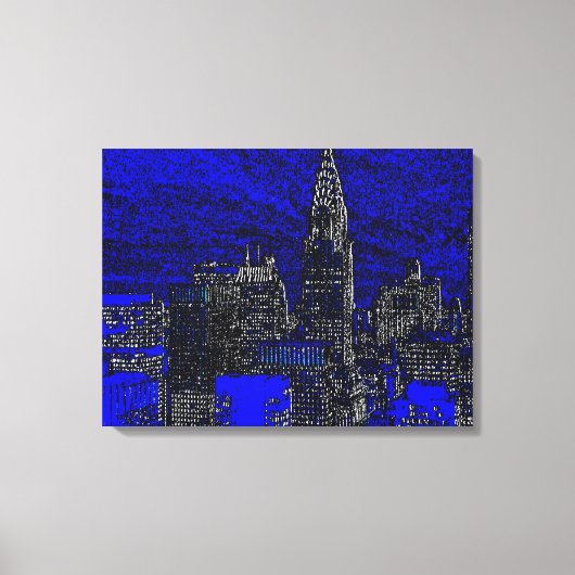 Toile Black Blue New York City Pop Art (Recto)