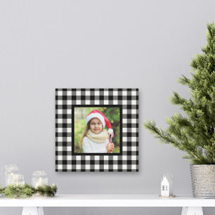 Toile Black Buffalo Plaid Farmhouse Christmas Photo Canv