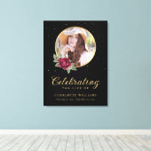 Toile Black Burgundy Gold Floral Affiche de bienvenue fu (Insitu (Plancher de Bois))