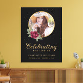 Toile Black Burgundy Gold Floral Affiche de bienvenue fu (Insitu(Salon))