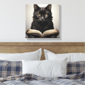 Toile Black Cat Lire un livre d'antiquités (Insitu(Chambre))