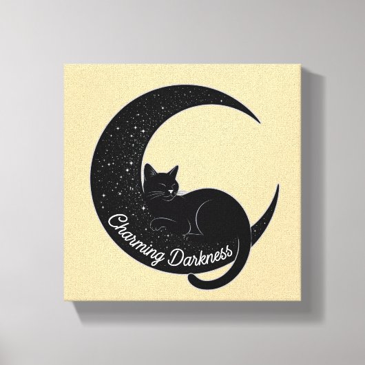 Toile Black Cat on the Crescent Moon: Charm of Darkness (Recto)