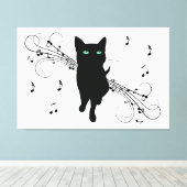 Toile Black Cat Surrounded by Whispering Notes of Music (Insitu (Plancher de Bois))