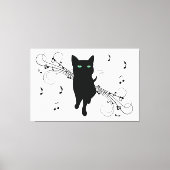 Toile Black Cat Surrounded by Whispering Notes of Music (Recto)