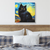 Toile "Black Cat Van Gogh Sky (Insitu(Chambre))