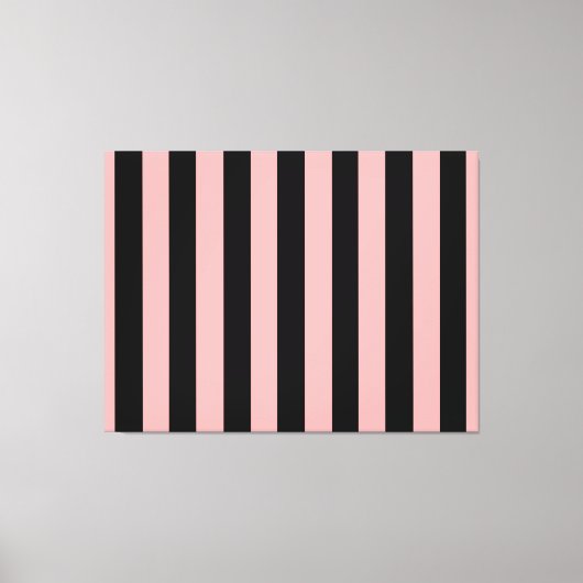 Toile Black & Coral Pink Striped Canvas Wall Art (Recto)