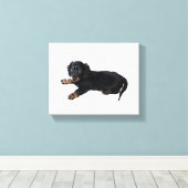 Toile Black Dachshund Cocker Spaniel Puppy Photographie (Insitu (Plancher de Bois))